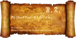 Milhoffer Klára névjegykártya